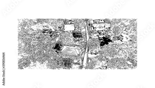 Building view with landmark of Chiang Mai is a city in mountainous northern Thailand. Hand drawn sketch illustration in vector.
