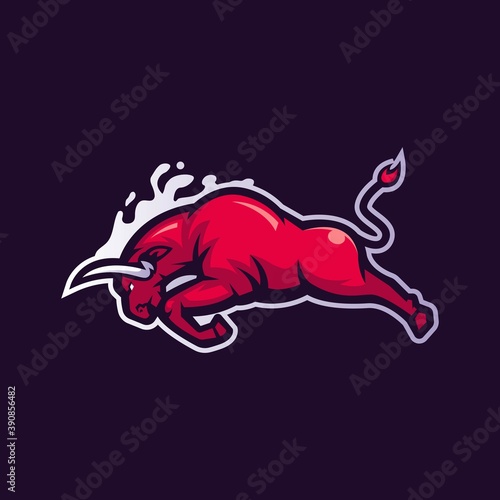 Bull mascot logo design vector with modern illustration concept style for badge, emblem and t shirt printing. raging bull illustration for sports logo