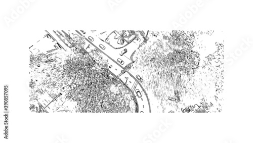 Building view with landmark of Chiang Mai is a city in mountainous northern Thailand. Hand drawn sketch illustration in vector.