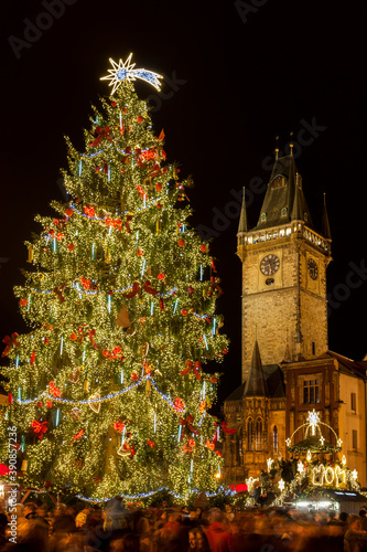 Canvas Print Prague Old Town Square - Christmas market, Czech Republic