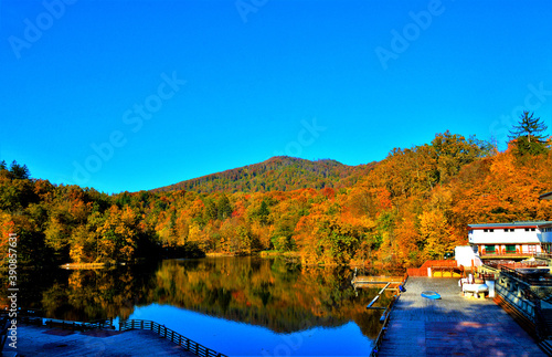 SOVATA, ROMANIA - Aug 16, 2019: Lake Ursu from Sovata resort - Romania photo