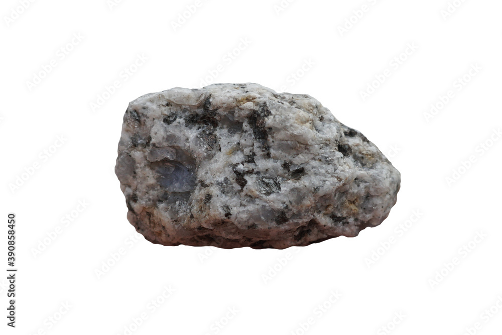 raw specimen of granite igneous rock isolated on a white background. 