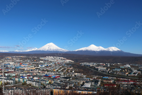 Petropavlovsk-Kamchatsky, Kamchatka Territory. Hilly city view. Russia