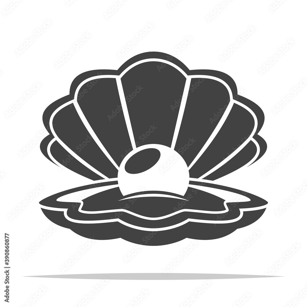 Clam shell with pearl icon transparent vector isolated Stock Vector