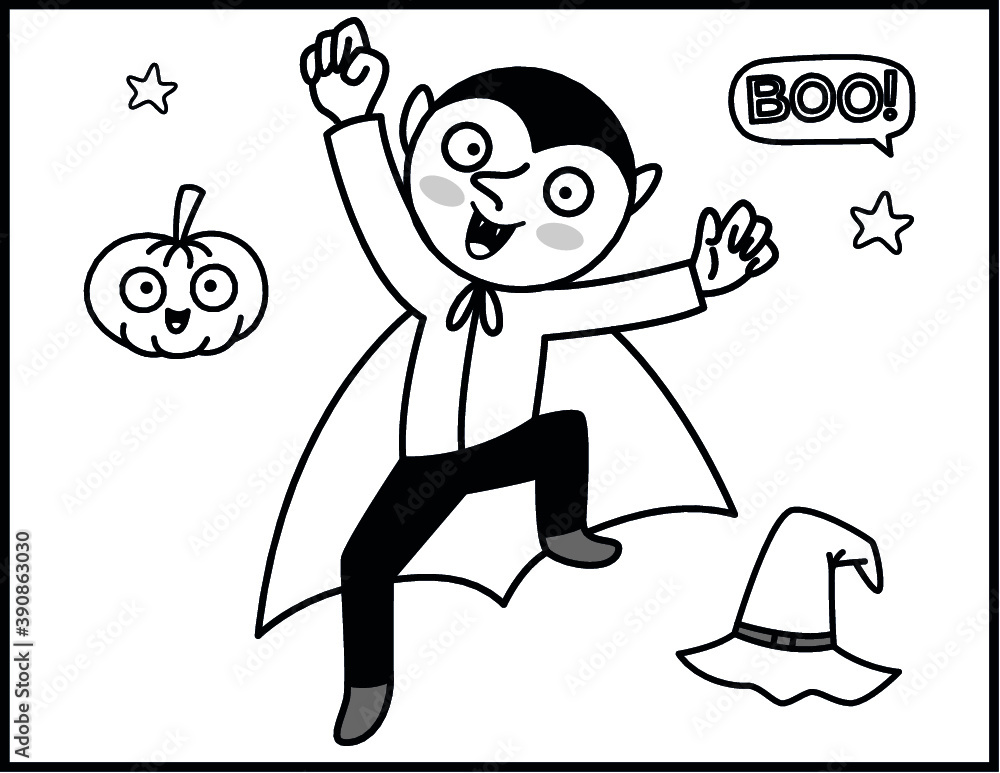 Coloring book page for Halloween Coloring page Black and White