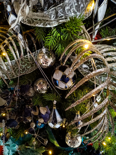 Some of the ornaments from the christmas tree photographed for the christmas background