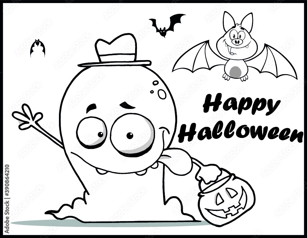 Coloring book page for Halloween Coloring page Black and White