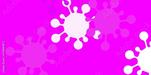 Light purple, pink vector backdrop with virus symbols.