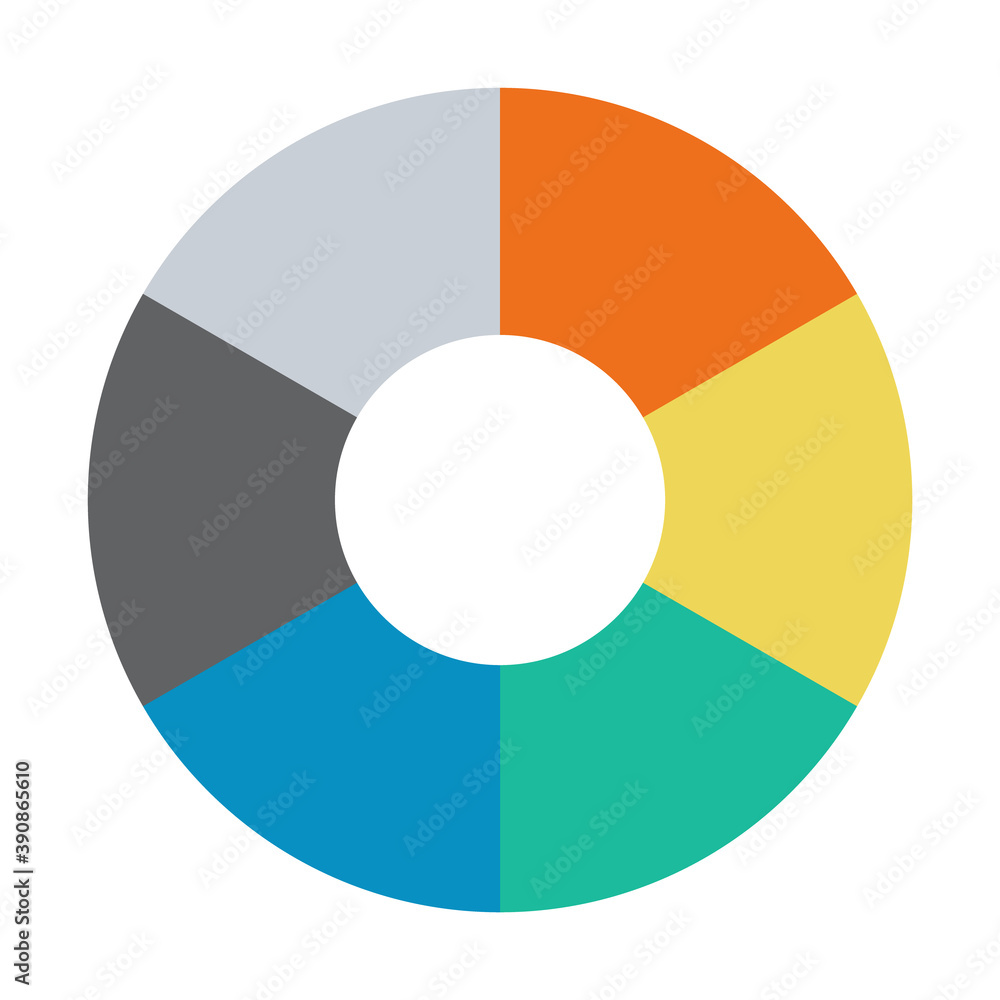 Infographic pie chart. Cycle presentation diagram 6 section. Vector isolated on white background Infographic pie chart. Cycle presentation diagram 6 section. Vector isolated on white background