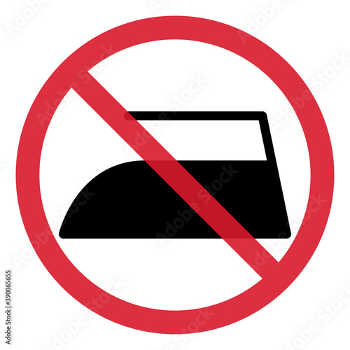 Don´t iron flat icon in red circle isolated on white background. No ironing symbol. Machine vector illustration