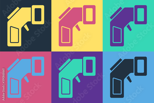 Pop art Digital contactless thermometer with infrared light icon isolated on color background. Vector.