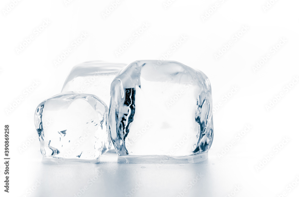 Ice cubes on white surface, isolated on white. Ice cubes on white surface, isolated on white.