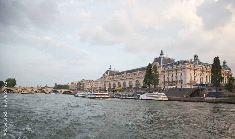 The Musee d’Orsay seen from the right-bank of the river Seine – Paris, France. 27 July 2014. The famous museum is situated on the left bank of the river Seine. 