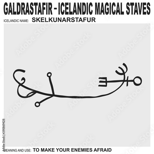 vector icon with ancient Icelandic magical staves Skelkunarstafur. Symbol means and is used for make your enemies afraid