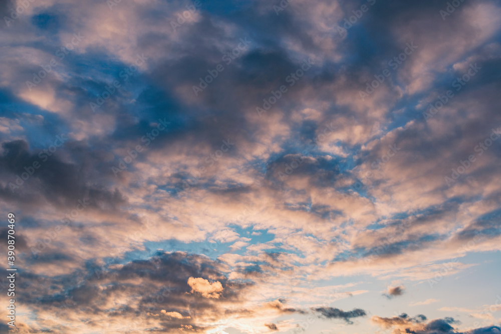 Fototapeta premium Amazing cloudscape on the sky at sunset time after rain