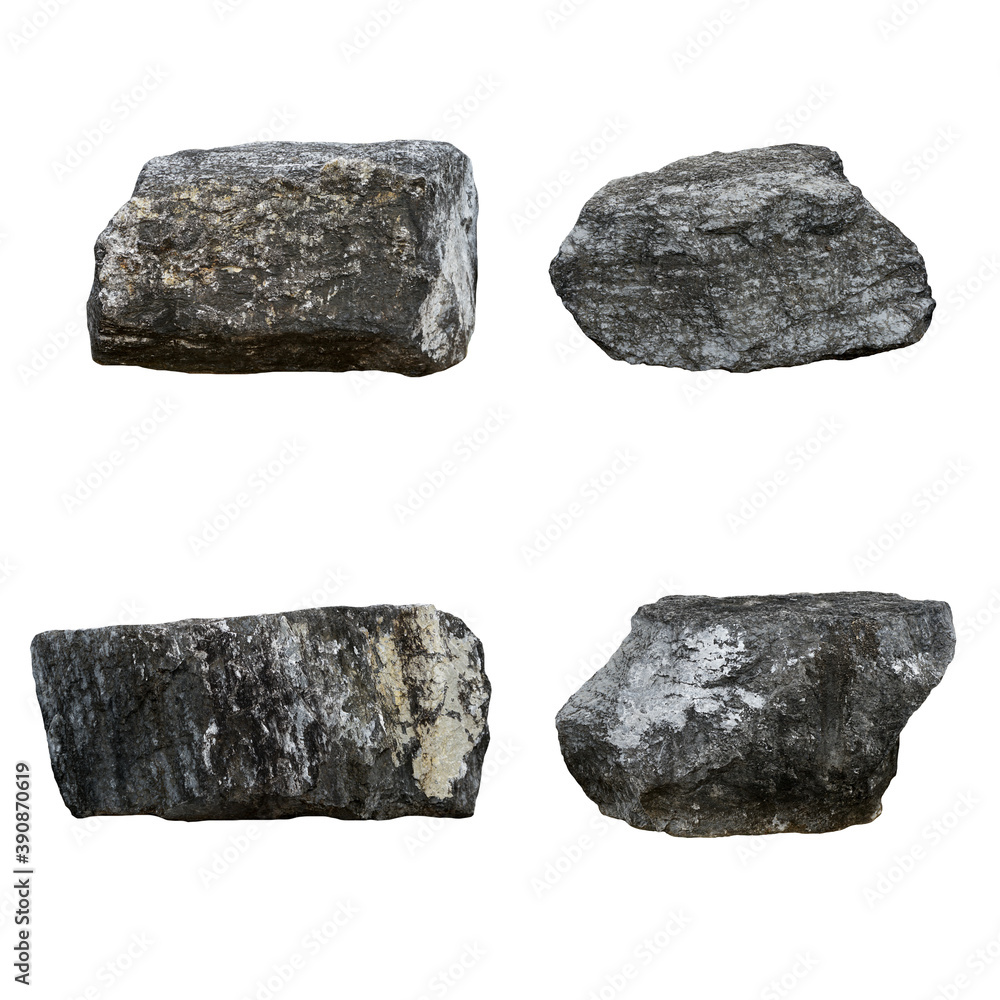 Fototapeta premium Set of Big limestone for outdoor garden decoration isolated on white background.