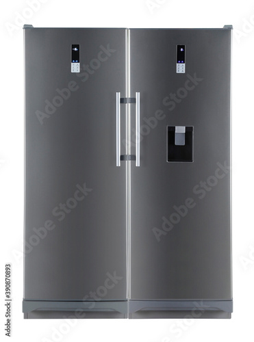 Front View of White Side by Side Double Door Refrigerator