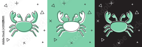Set Crab icon isolated on white and green, black background. Vector.
