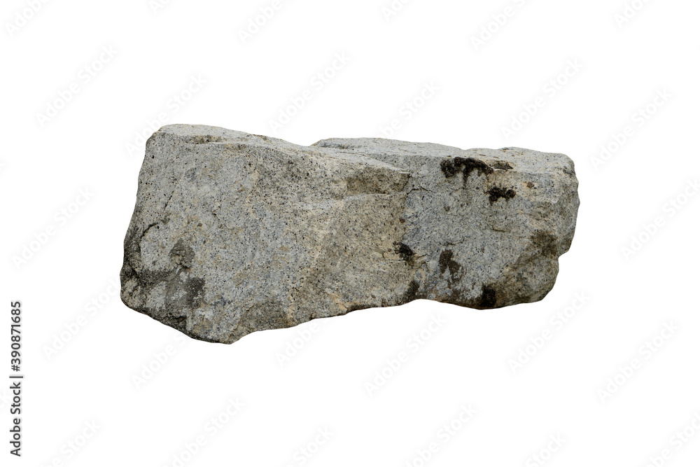 Fototapeta premium Big granite rock stone for outdoor garden decoration isolated on white background.