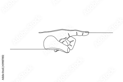 continuous line drawing of hand show and pointing direction with index finger. Vector illustration