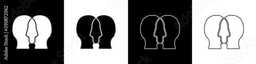 Set Bipolar disorder icon isolated on black and white background. Vector.
