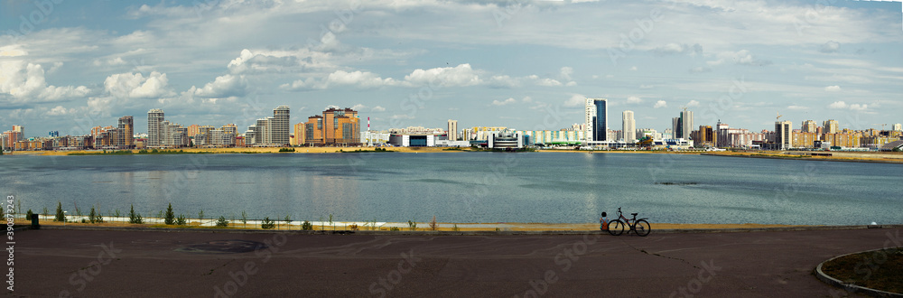 Panorama of the city on the river Panorama of the city on the river