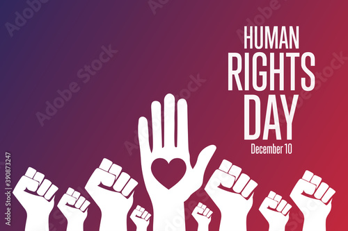 Human Rights Day. December 10. Holiday concept. Template for background, banner, card, poster with text inscription. Vector EPS10 illustration.