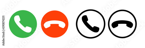 phone call icon vector. mobile cell answer symbol. dial internet button graphic illustration. isolated on white background. red green circle. receive contact decline. handset shape. talk