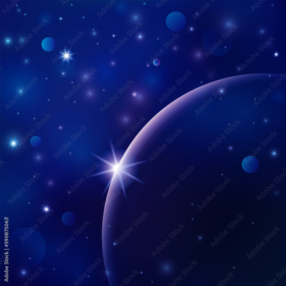 Obraz premium Planet in space. Cosmic deep background, solar system. Space wallpaper. EPS vector