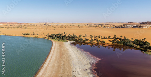 View of Demi salt lagoon at Lakes of Ounianga, Chad, Africa