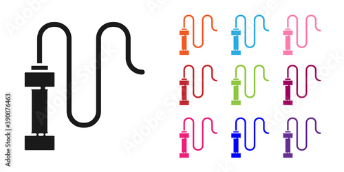 Black Braided leather whip icon isolated on white background. Set icons colorful. Vector.