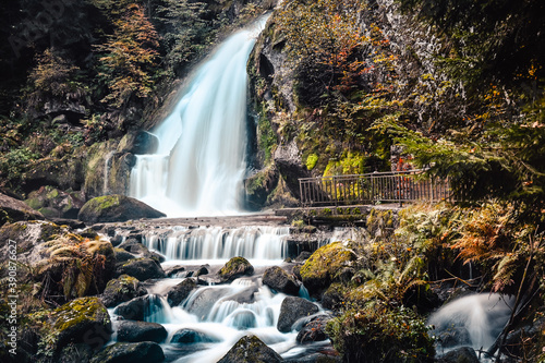 Beautiful Triberg Waterfalls in the colorful Black Forest of Germany during autumn.