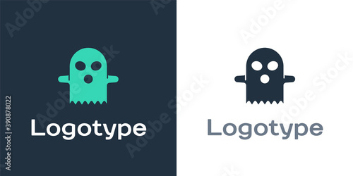 Logotype Ghost icon isolated on white background. Happy Halloween party. Logo design template element. Vector.