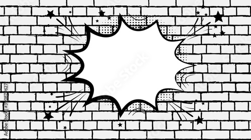 Abstract long vector banner template on a brick background. Background with halftone circles