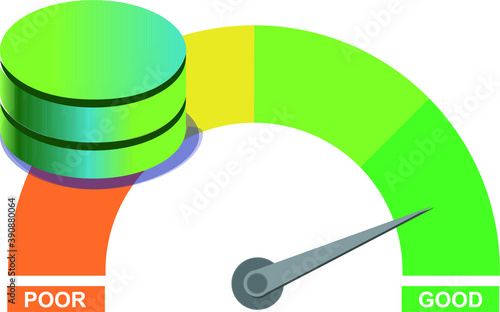 Database Performance, technology, performance meter, concept, speed of data access, Database excellent performance, very good