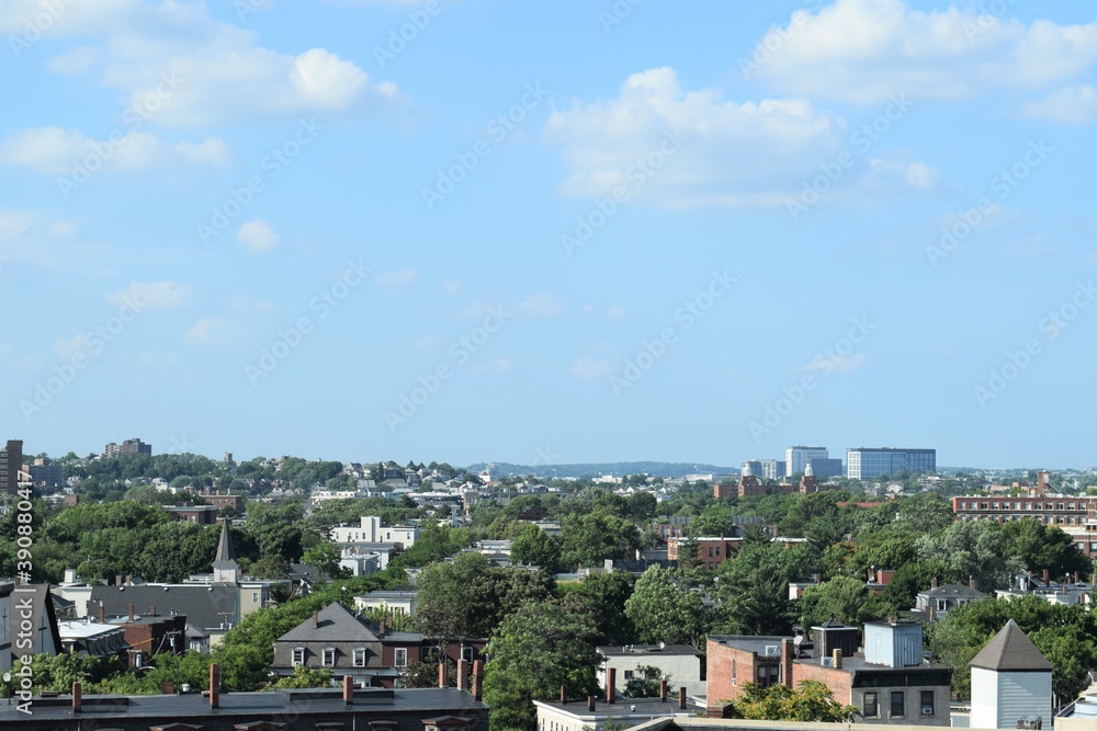 Cambridge City Panoramic View under Blue Sky, Massachusetts Cambridge City Panoramic View under Blue Sky, Massachusetts