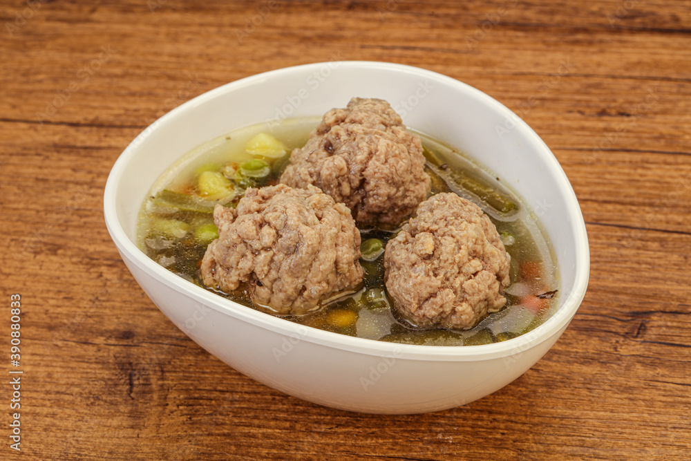 Soup with vegetables and meat balls Soup with vegetables and meat balls