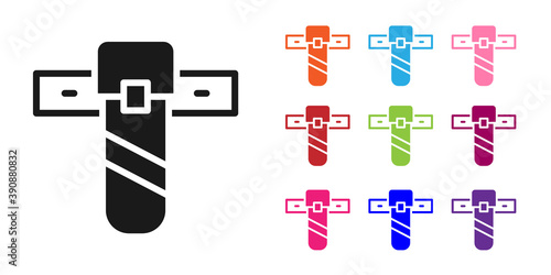 Black Knife holster icon isolated on white background. Set icons colorful. Vector.