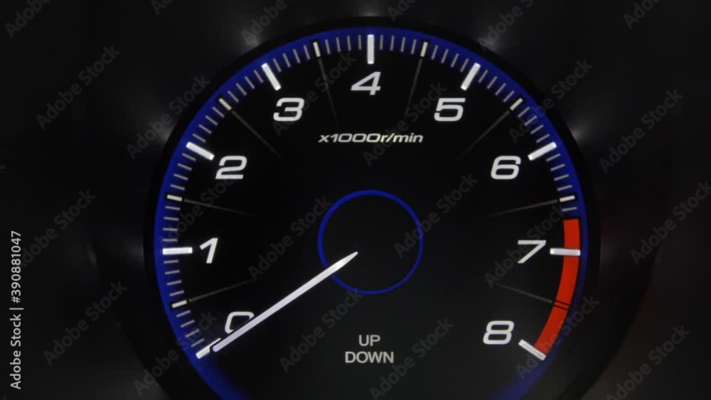 Tachometer Gauge of Starting and Stopping Car Close Up Tachometer Gauge of Starting and Stopping Car Close Up
