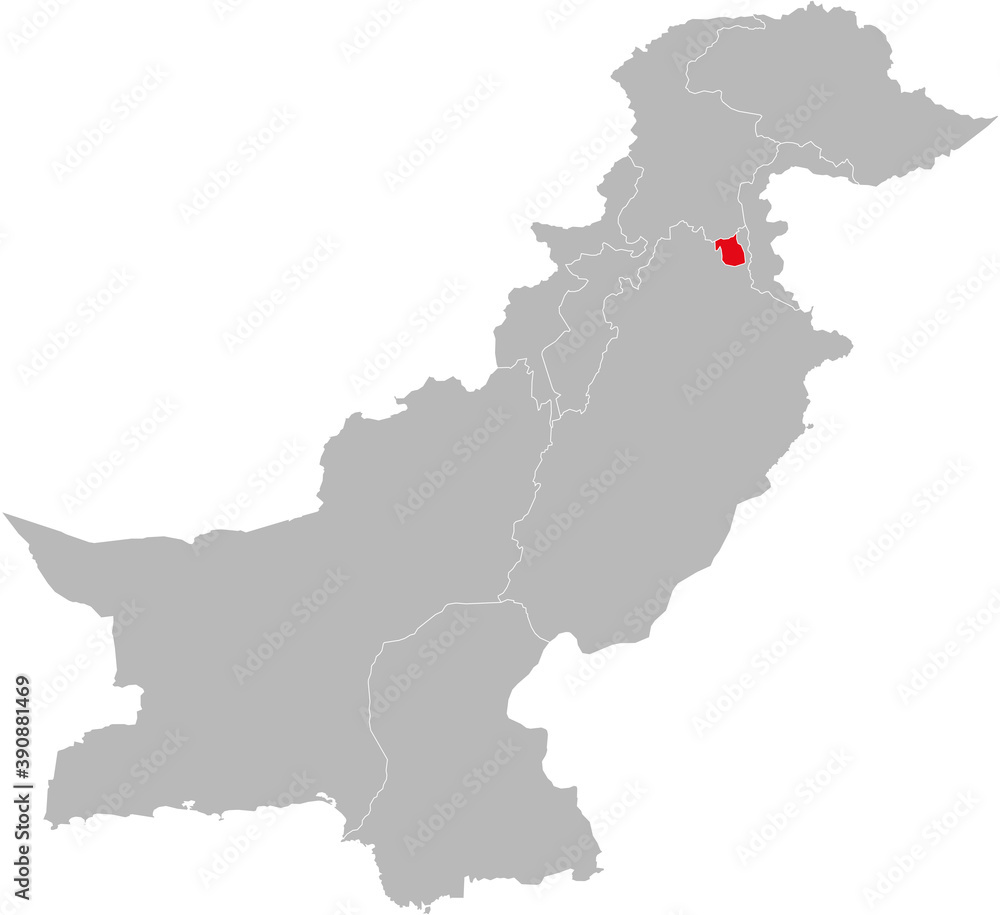 Islamabad capital city isolated on Pakistan map. Light gray background. Business concepts and backgrounds.
