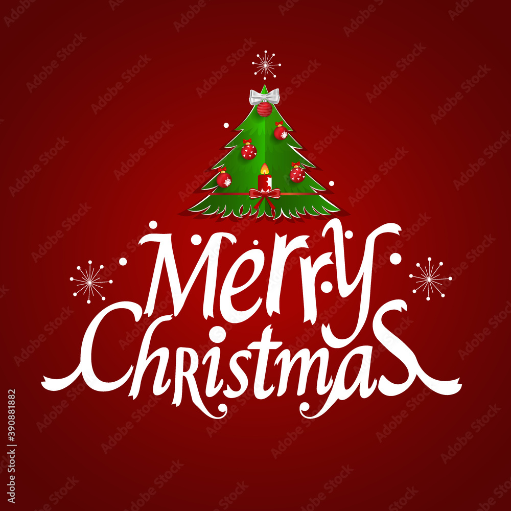 Christmas Greeting Card. Merry Christmas lettering with Christmas tree, vector illustration. Christmas Greeting Card. Merry Christmas lettering with Christmas tree, vector illustration.