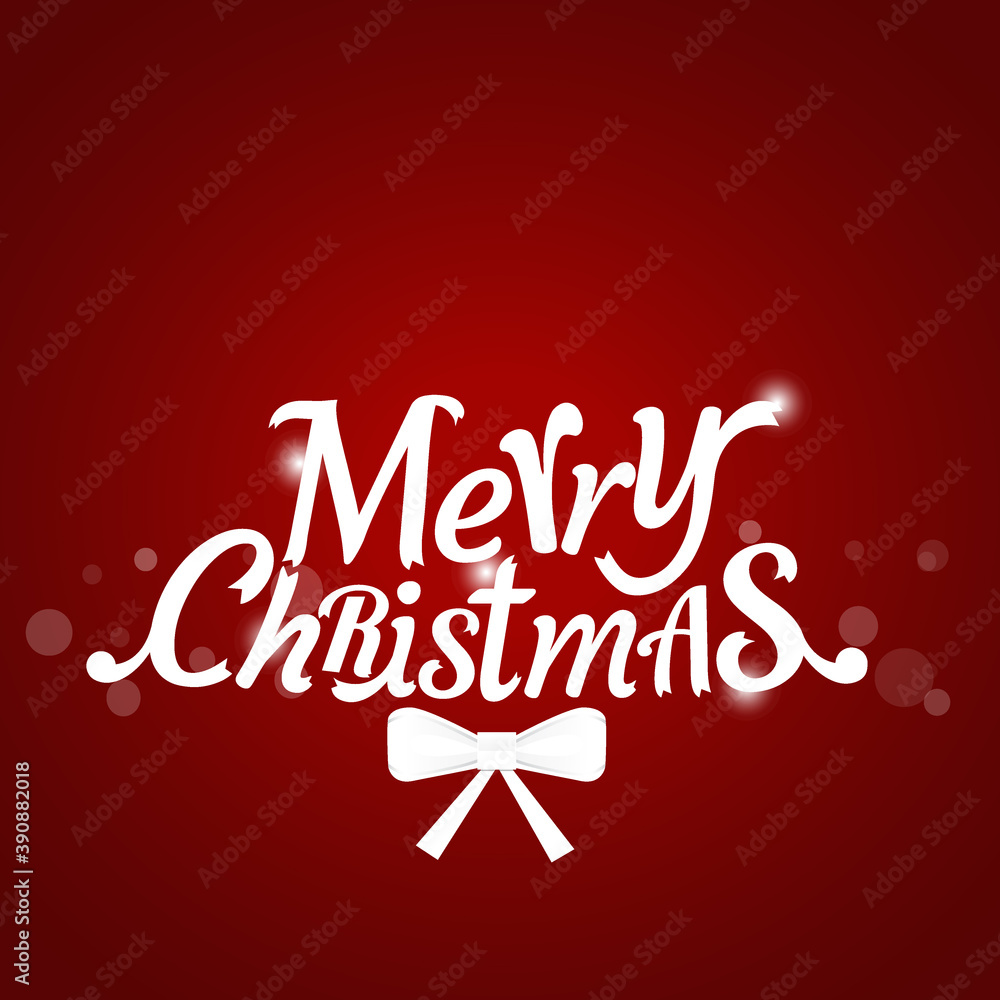 Christmas Greeting Card. Merry Christmas lettering with Christmas tree, vector illustration.