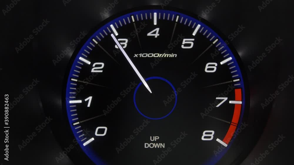 Tachometer Gauge of Starting and Stopping Car Close Up Tachometer Gauge of Starting and Stopping Car Close Up