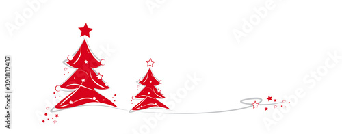 zwei rote weihnachtsbäume mit grauer Umrandung