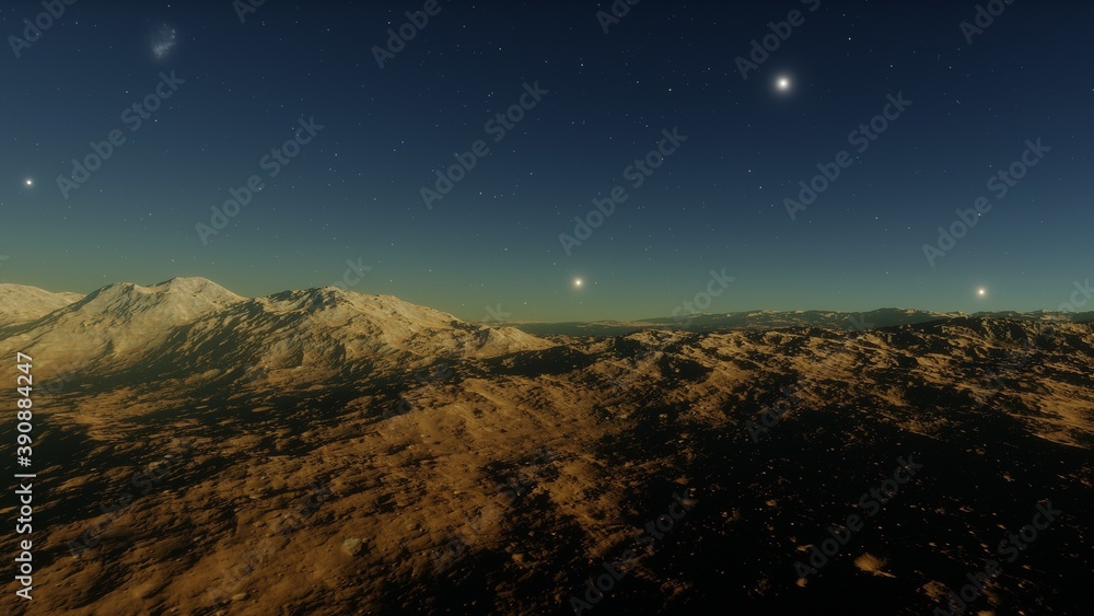 science fiction landscape, view from a beautiful planet, beautiful space background, alien planet landscape 3d render science fiction landscape, view from a beautiful planet, beautiful space background, alien planet landscape 3d render