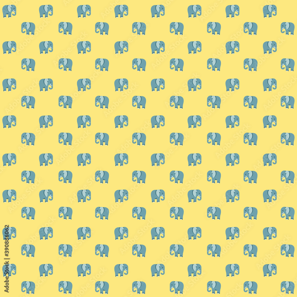 Grey elephant standing side view yellow background repeat pattern Grey elephant standing side view yellow background repeat pattern