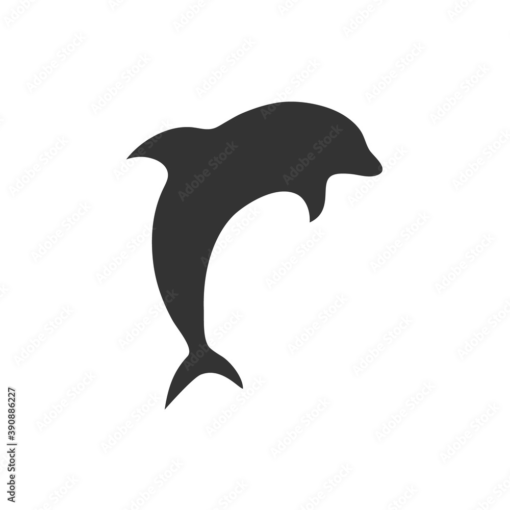 Dolphin silhouette icon. Animal shape vector illustration isolated on white Dolphin silhouette icon. Animal shape vector illustration isolated on white