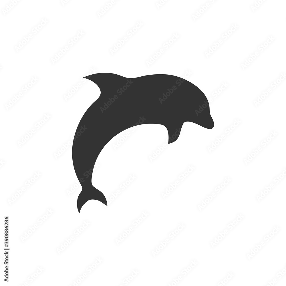 Fototapeta premium Dolphin silhouette icon. Animal shape vector illustration isolated on white