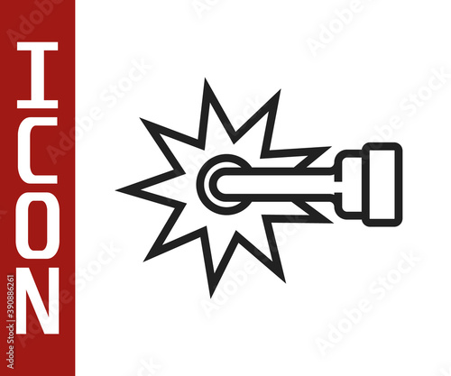 Black line Cowboy horse riding spur for boot icon isolated on white background. Vector.