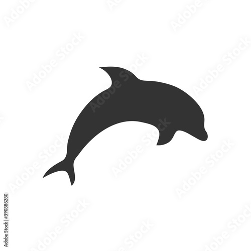 Dolphin silhouette icon. Animal shape vector illustration isolated on white